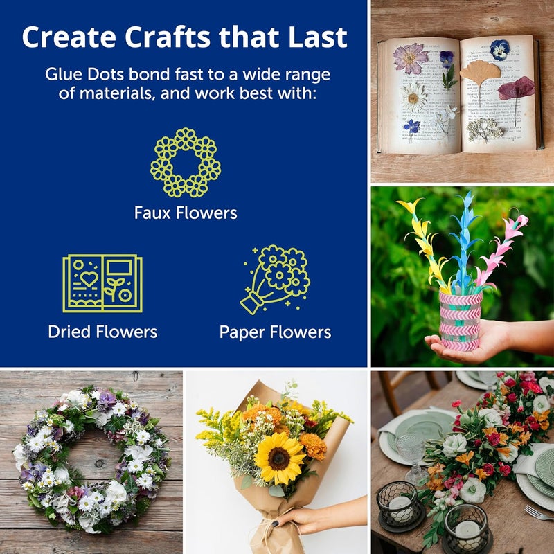 Glue Dots , Flower Dots, Double-Sided, Permanent, 1/2", 300 Dots, DIY Fake Flower Bouquets Wreaths Décor, Sticky Tape Adhesive, Liquid Hot Glue Alternative, Clear - Image 2